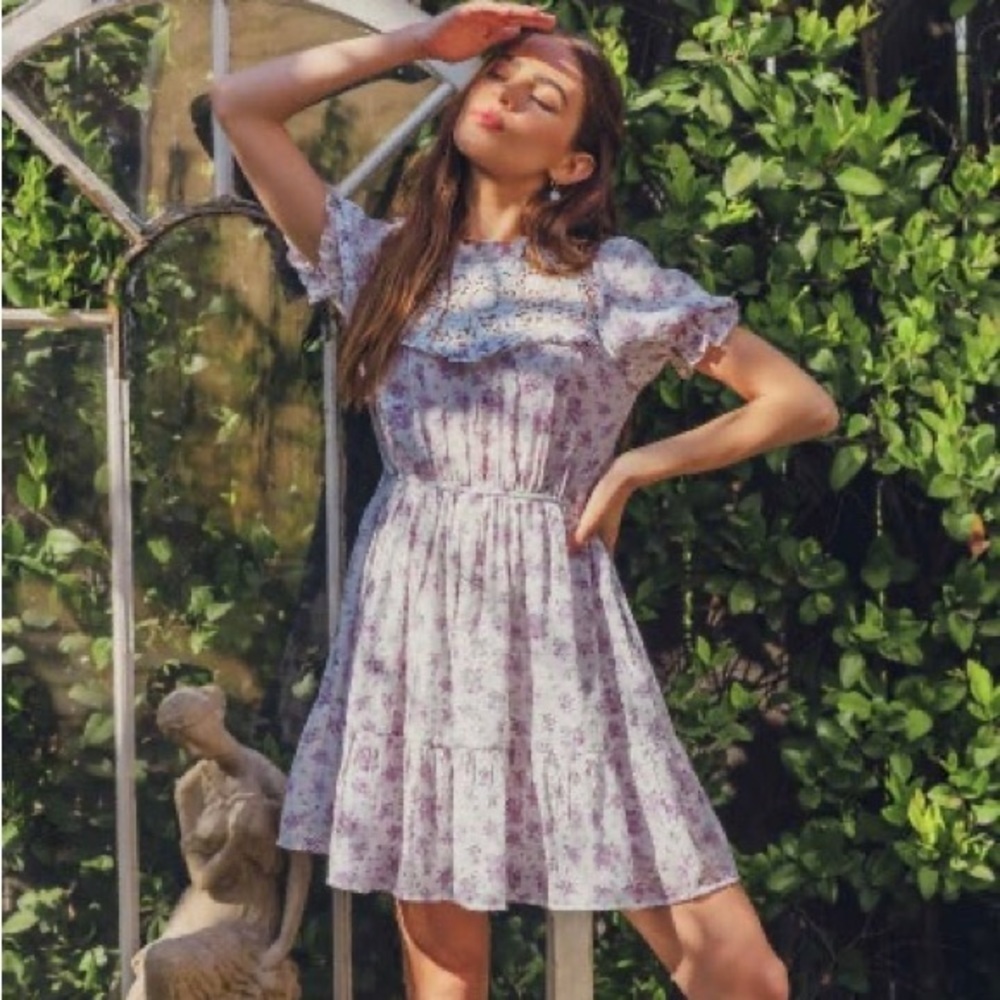 E&M Lavender N' Lace Dress MIDI babydoll dress
